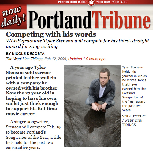 Tyler Stenson in the Portland Tribune