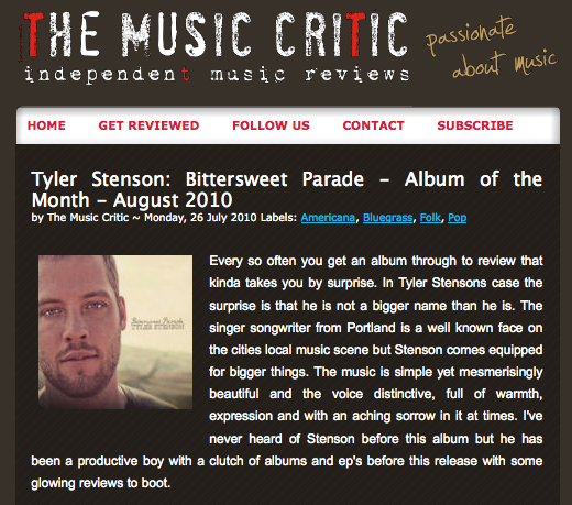 Tyler Stenson on The Music Critic UK