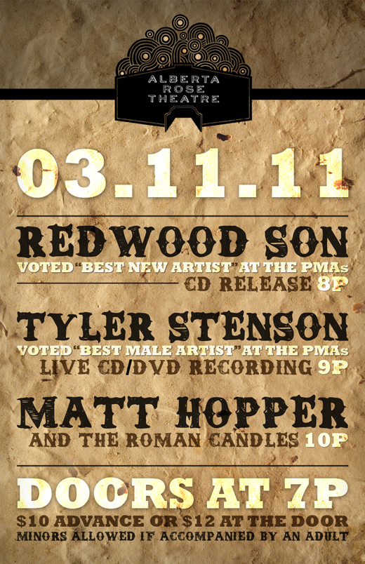 Tyler Stenson LIVE at Alberta Rose Theatre -- 03/11/11